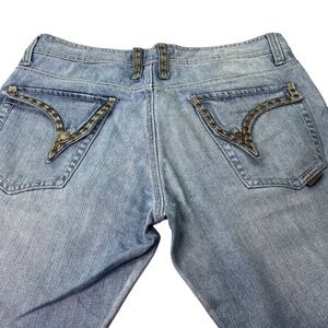 Seduka Studded Jeans 36 Light Wash Wide‎ Leg Y2K Cowboy Western Streetwear